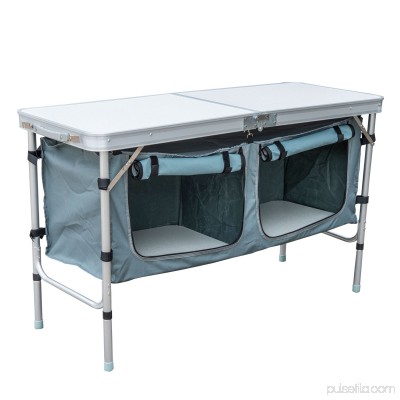 Outsunny 48in. Aluminum Folding Storage Organizer Camp Table with Carrying Handle